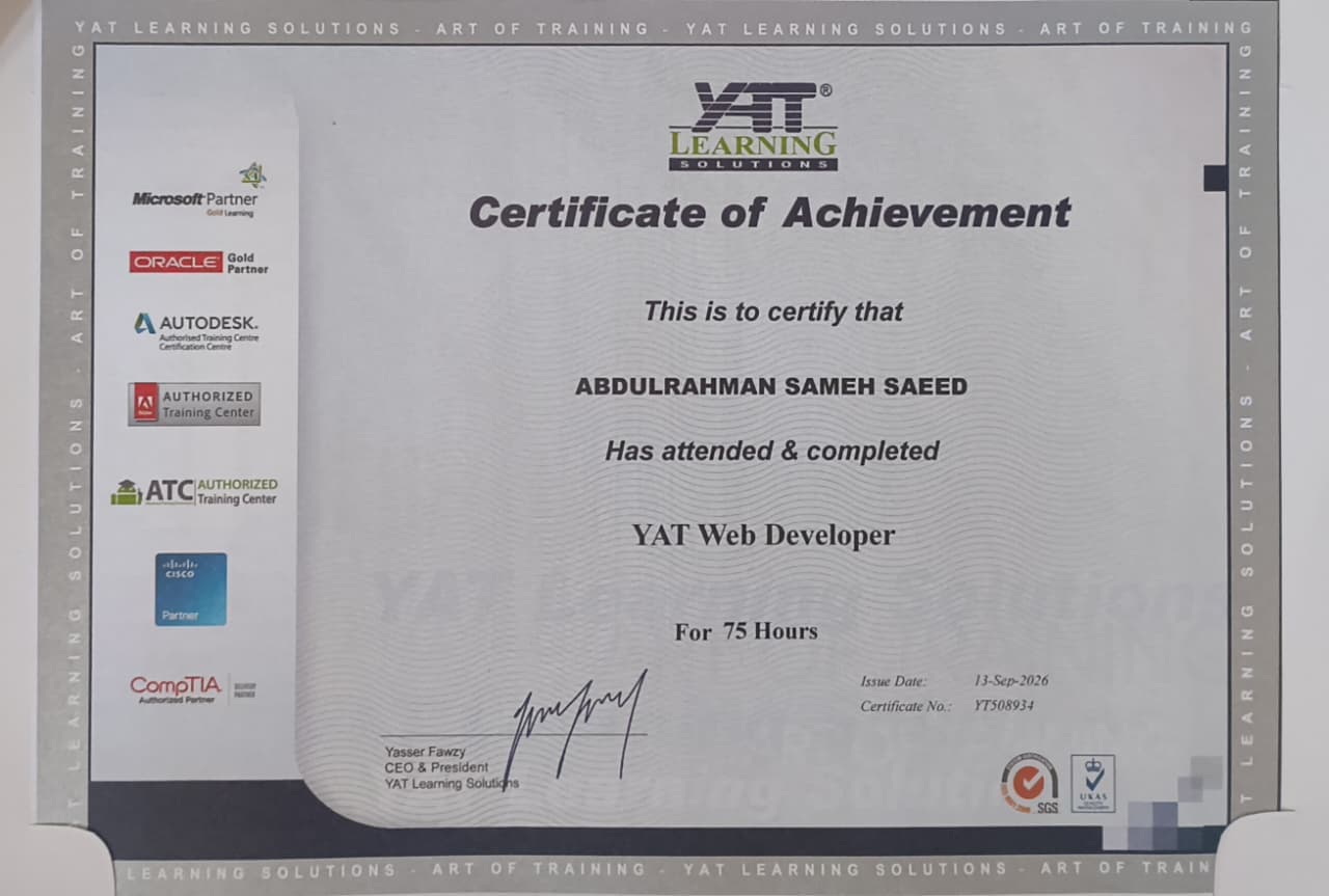 Yat Learning Centers — Laravel PHP certification